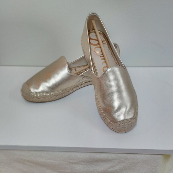 Sam Edelman Gold Leather "Kesia" Espadrilles - Picture 2 of 9